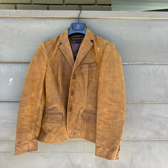 Vintage Ralph Lauren Collection Black Label Leather Jacket Blazer size 4 - Picture 1 of 14